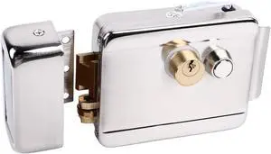 Semme Dual Head Double Lock Electric Control Doorbell Intercom Lock for Home Security System with Remote Unlocking, Silver Steel Modern Key Lock for Home and Building Security, Intercom Systems