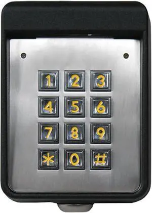 Linear AK-11 Exterior Digital Keypad Access Control System Outdoor Aluminum Keyless Entry with 480 Codes Motion Detection CCTV Compatible