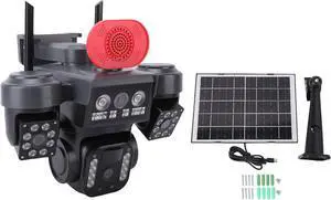 ciciglow Triple Lens Solar Security Camera, 2.4GHz WiFi Camera, 360 Degree View, Auto Motion Tracking, 8000mAh Battery Powered, IP66 Weather Proof