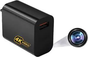 USB Charger Camera - Full HD 4K Mini WiFi Security Camera, Power Outage Standby Recording Mode, Small Micro Wireless Nanny Cam for Home Indoor, Pets Nanny