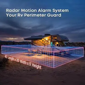 Wireless Radar Motion Detector Sensor  Add-On Accessory Only, No Receiver  1/2 Mile Range, IP65 Waterproof, Rechargeable, Hidden Design  Outdoor Security for Driveway, Home, Camping