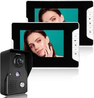 Wired Video Intercom Doorbell System 7 Inches LCD Monitor Video Door Phone Kits Support Monitoring, Unlock, Dual-Way Door Intercom Indoor Outdoor for Villa Home (1 Camera 2 Monitor)