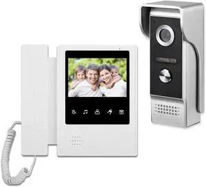 ANJIELO SMART 4.3 Inch Doorbell Video Camera Wired Touch Monitor Intercom Waterproof IR Night 700TVL Vision for Home Surveillance 4 Wire Connected