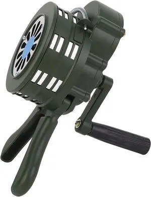 WALFRONT Manual Operated Hand Crank Siren Horn, Aluminum Alloy, 110dB Loud Alarm, Portable for Factories, Homes, Schools, Oil Depots