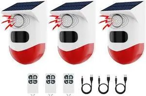 YBJ Solar-Powered Motion Sensor Outdoor Alarm Clock 120-decibel Safety Alarm Light IP65 Waterproof Rating Remotely Adjustable Four Operating Modes Ideal for Homes, Farms, Barns, Yards, and More (3)