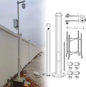 Weatherproof Security Camera Pole for Outside, 2.5m-6mTall,Ground Mount Galvanized Surveillance Pole Column, for Warehouses/Factory/Construction Sites 3.5m/11.4ft
