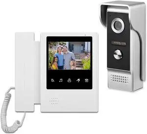 ANJIELO SMART Wired Video Intercom Door Bell Infrared Night Vision Doorphone Home Security System,4.3-inch Monitor,Support Unlocking,Two-Way Intercom,Doorbell Camera