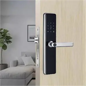 Metal Smart Locks for Front Door with Handle, 13.8 in Home Security Smart Door Locks with Stainless Steel Lock Body, Fingerprint Doors Lock Protect Privacy