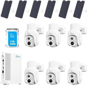 Movols Security Cameras Outdoor Wireless, Solar-Powered, No Subscription, 6PCS Solar Home Security Cameras System with 360° Pan & Tilt, 2K Color Night Vision, Spotlight Camera, 2.4G & 5G WiFi