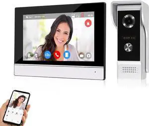 YiToo 7" Wired Video Door Phone Intercom System 1080P Indoor Monitor Touch Screen with HD Infrared Outdoor Doorbell WiFi Tuya APP Connection for Villa Home Office Apartment