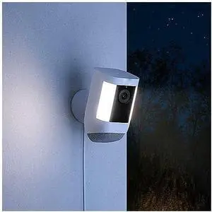 Spotlight Cam Pro Wired, Plug-in Outdoor HD IP Security Camera with Light, White (B09DRK9ZJ8)