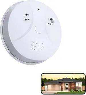 Wireless Security Camera 1080P Indoor with Smoke Detector,Nanny cam WiFi Indoor Camera Dome Surveillance System with Night Vision,Motion Detection, for Home,Business, Baby Monitor
