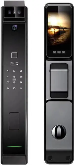Smart Fingerprint Door Lock with Camera, 3D Face Recognition Keyless Entry Door Lock, Aluminum Alloy Biometric Smart Door Lock, 6 Unlock Mode for 40-120mm Thickness Door, with 4200mAh Battery