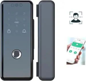 Smart Glass Door Lock 3D Face, FingerprintTuya APP PasswordCardKey Five in One WiFi Lock for Frameless Double Glass Door