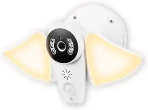 Outdoor Floodlight Camera 1 Pack, WiFi 1080P Security Cam, PIR Motion Sensor Light with Siren Alarm, IP65 Waterproof, Colorful Night Vision, Dusk to Dawn, Two-Way Audio, 64GB MicroSD, Work with Alexa