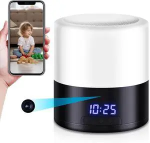 Security Camera Indoor Wireless Hidden Camera - 1080P FHD Wifi Camera with Clock & Bluetooth Speaker & Night Light, 2.4G/5G Hz, Motion Detection, SD&Cloud Storage, Home Spy Camera for Nanny Elder Pet