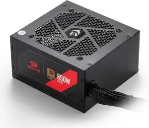 Redragon RGMS-850W PRO 80+ Gold 850 Watt Power Supply w/ATX 3.1 & PCIe 5.1 Ready, Non-Modular Active PFC, Compact 150mm Size, 120mm Low Noise Fan, 100% Japanese Capacitors