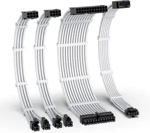 EZDIY-FAB 12VHPWR PSU Cable Extension Kit,16AWG PCIE 5.0 Power Supply Cable Extension- 1x 24 Pin ATX /2X 8Pin (4+4) EPS / 1x12+4 Pin GPU,Sleeve Cable 300MM with Combs-White EZDIY-FAB 12VHPWR PSU Cable Extension Kit,16AWG PCIE 5.0 Power Supply Cable Extension- 1x 24 Pin ATX /2X 8Pin (4+4) EPS / 1x12+4 Pin GPU,Sleeve Cable 300MM with Combs-White