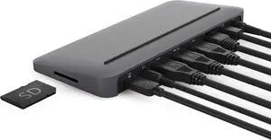 Henge Stone, USB-C Multi-Port Desktop Hub for MacBook, Mini DisplayPort, Ethernet Port, Power Supply, 3 USB Ports, USB-C Port, SD Card, and Headphone/Speaker Connections