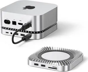 Raycue Mac mini M4 Dock & Stand with 8T NVMe SSD Enclosure, 2 USB A 10Gbps,10G USB C Data Port, 5G USB A*2, USB-C Charge, SD/TF, Audio for Mac mini M4/ M4 Pro