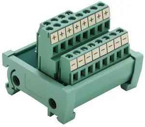 2 in 8 Out Terminal Blocks Module, 25A DIN Rail and Panel Mounting Power Distribution Breakout Board for PLC Servo Power Amplifier