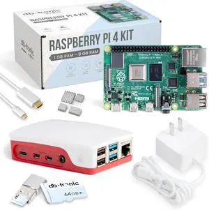Raspberry Pi 4 4GB Starter Kit | 64GB Edition | Official Power Supply 15W | Official Housing | 4k Micro HDMI Cable | Heatsink Set | USB Card Reader