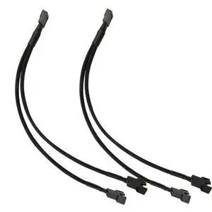 2PCS PWM Fan Splitter Cable 1 to 2 Converter, FBHDZVV 4 Pin Black Sleeved Splitter Cable Case Fan Braided Y Splitter Power Fan Extension Power Cable for Computer ATX Case Cooling Fan Cable