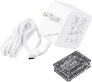 Official 27W USB Type-C Power Supply for Raspberry Pi 5 White, Including PI5-CASE-F Protection Case @XYGStudy (Pi 5 Official 27W PSU White US New)