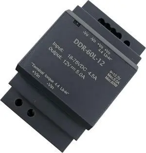 DDR-60L-12 DIN Rail DC-DC 60W Power Supply 18-75V Input to 12V DC 5A Output,24V/48Vdc:12Vdc DDR-60L-12 DIN Rail DC-DC 60W Power Supply 18-75V Input to 12V DC 5A Output,24V/48Vdc:12Vdc