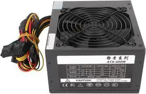 400W Desktop Power Supply with Temperature Control & for PCs, Quiet Fan & Steel Design