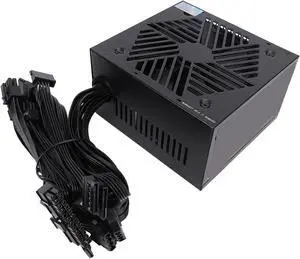 PUSOKEI ATX Power Supply, 600W Active Computer Power Supply with Self Contained Net, Male Socket, I/O, Auto Thermal Control, ATX PSU for Vista, Wins 10 Gaming PC