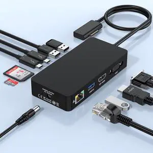 New Microsoft Surface Dock, 11-in-1 Docking Station Dual Displays Support 4K*HDMI+1080P*VGA with Power Adapter for Surface Pro 11/10/9/8/X/7/6/5/4, Surface Laptop 6/5/4/3/2/1, Surface Go & Book