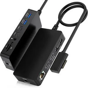 New Microsoft Surface Dock, 12-in-1 Docking Station Triple Displays Support 4K*HDMI+1080P*VGA with Power Adapter for Surface Pro 11/10/9/8/X/7/6/5/4/3, Surface Laptop 7/6/5/4/3/2/1, Surface Go & Book