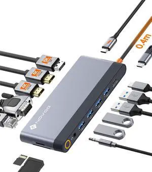 USB C Docking Station Quad Display, 14-in-1 Laptop Docking Station Dual Monitor, 8K@30Hz DP, Dual 4K@60Hz HDMI, VGA, 5 USB Data Ports, 100W PD, Ethernet, SD/TF, Mic/Audio, USB C HUB, Thunderbolt Dock USB C Docking Station Quad Display, 14-in-1 Laptop Docking Station Dual Monitor, 8K@30Hz DP, Dual 4K@60Hz HDMI, VGA, 5 USB Data Ports, 100W PD, Ethernet, SD/TF, Mic/Audio, USB C HUB, Thunderbolt Dock