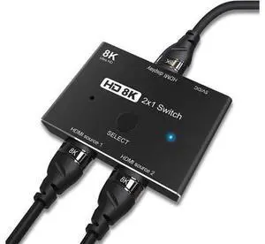 CABLEDECONN HDMI 2.1 Ultra HD 8K High Speed 48Gbps Directional Switch Adapter 2in 1out 8K@60Hz 4K@120Hz Converter Compatible with XBOX PS5 Projectors Monitors CABLEDECONN HDMI 2.1 Ultra HD 8K High Speed 48Gbps Directional Switch Adapter 2in 1out 8K@60Hz 4K@120Hz Converter Compatible with XBOX PS5 Projectors Monitors