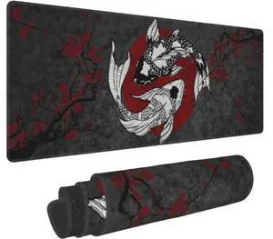 Japanese Koi Fish Ying Yang Black Red XXL XL Large Gaming Mouse Pad for Desk Non-Slip Long Extended Keyboard Pads Mousepad Rubber Table Mat 31.5 X 11.8 Inch Japanese Koi Fish Ying Yang Black Red XXL XL Large Gaming Mouse Pad for Desk Non-Slip Long Extended Keyboard Pads Mousepad Rubber Table Mat 31.5 X 11.8 Inch