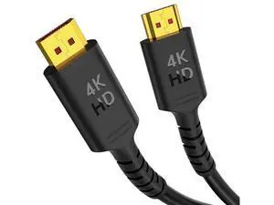 4K DisplayPort to HDMI Cable 20FT 4K@60Hz CL3 Uni-Directional DP to HDMI Cord Compatible for HP and More 4K DisplayPort to HDMI Cable 20FT 4K@60Hz CL3 Uni-Directional DP to HDMI Cord Compatible for HP and More