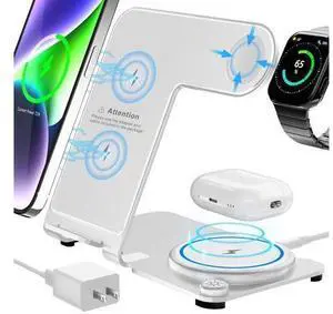 Wireless Charger 3 in 1,Aluminum Alloy Wireless Charging Stand 18W Fast Charging for iPhone 15/14/13/12/11/Pro/Max/XS/XR/X/8, iWatch9/8/7/6/5/4/3/2/SE, Airpods Pro/3/2 Wireless Charger 3 in 1,Aluminum Alloy Wireless Charging Stand 18W Fast Charging for iPhone 15/14/13/12/11/Pro/Max/XS/XR/X/8, iWatch9/8/7/6/5/4/3/2/SE, Airpods Pro/3/2