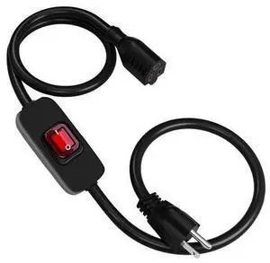 Heavy Duty Indoor/Outdoor Extension Cord Use, 6.56 FT Black Extension Cord with LED Light Switch On/Off, 1250W SJTW 18AWG 10A 125V AC,3 Prong Power Cord, UL Listed Heavy Duty Indoor/Outdoor Extension Cord Use, 6.56 FT Black Extension Cord with LED Light Switch On/Off, 1250W SJTW 18AWG 10A 125V AC,3 Prong Power Cord, UL Listed