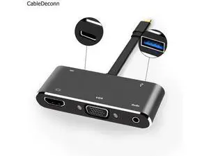 CableDeconn USB-C Hub Dock Thunderbolt 3 to HDMI 4K VGA USB3.0 Hub USB-C PD Audio Converter Cable Adapter for Macbook 2016 2017 CableDeconn USB-C Hub Dock Thunderbolt 3 to HDMI 4K VGA USB3.0 Hub USB-C PD Audio Converter Cable Adapter for Macbook 2016 2017