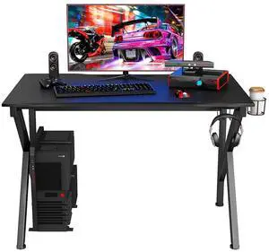 Gaming Desk Gamers Computer Table E-Sports K-Shaped W/ Cup Holder Hook Home New