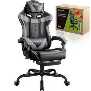Gaming Chair, Seenda Ergonomic Video Game Chair with Footrest and Lumbar Support,Computer Chair Height Adjustable with Swivel Seat and Headrest