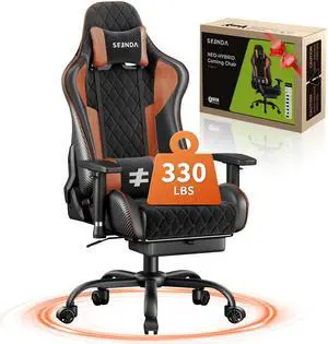 Seenda GCPro-10 Gaming Chair, Big and Tall Video Game Chair with Footrest, High Back Ergonomic Computer Desk Chair Height Adjustable with Headrest and Lumbar Support Brown