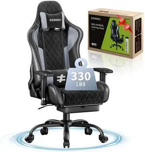Seenda GCPro-10 Gaming Chair, Big and Tall Video Game Chair with Footrest, High Back Ergonomic Computer Desk Chair Height Adjustable with Headrest and Lumbar Support Darkgray