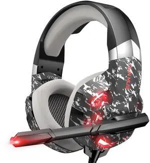 RUNMUS K2 Gaming Headset, Gaming Headphone with 7.1 Surround Sound Stereo, Xbox One Headset with Noise Canceling Mic & LED Light, Compatible with PC, PS4, PS5, Nintendo Switch