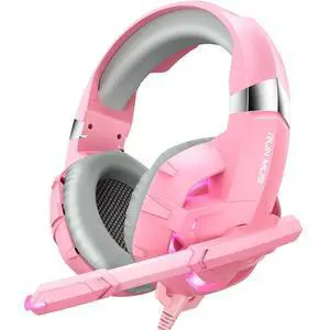 RUNMUS Gaming Headset with Noise Canceling Mic & LED Light, Xbox Headset with Bass Surround Sound, Compatible with PS4 PS5 Xbox One PC MAC Laptop