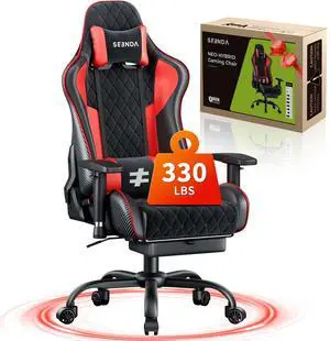 Seenda GCPro-10 Gaming Chair, Big and Tall Video Game Chair with Footrest, High Back Ergonomic Computer Desk Chair Height Adjustable with Headrest and Lumbar Support