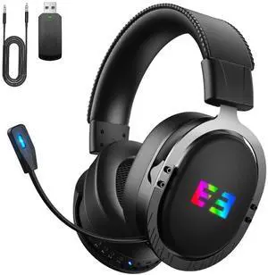 Seenda Wireless Gaming Headset for PS4 PC Xbox One PS5 Controller, Noise Cancelling Over Ear Headphones with Mic, LED Light, Bass Surround