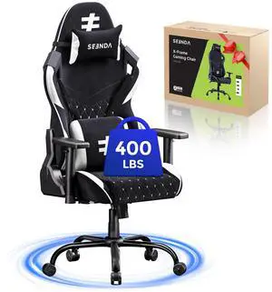 Gaming Chairs for Adults, Computer Chair with Ergonomic High Back, Big and Tall Gamer Chairs with Lumbar Support, 360° Swivel Height Adjustable Video Game Chair, White