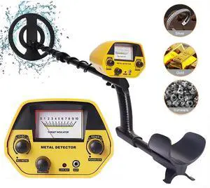 GVDV Gold LCD Battery Metal Detector, with 33"-42" Adjustable Stem and 8" Waterproof Coil for Kids Adults